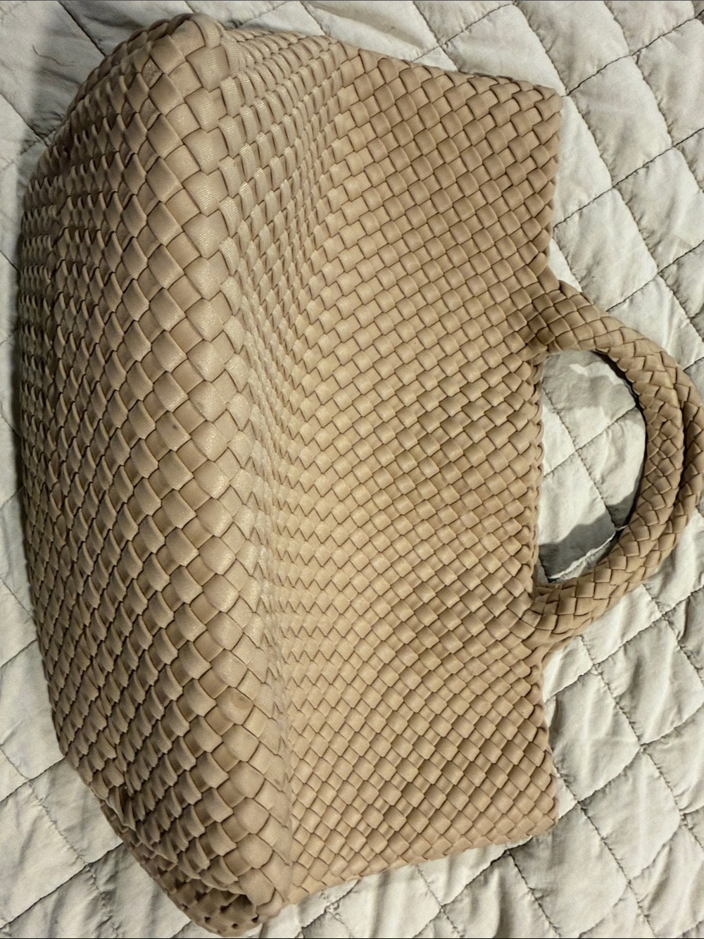 Naghedi Woven Tan Tote Bag with Top Handles